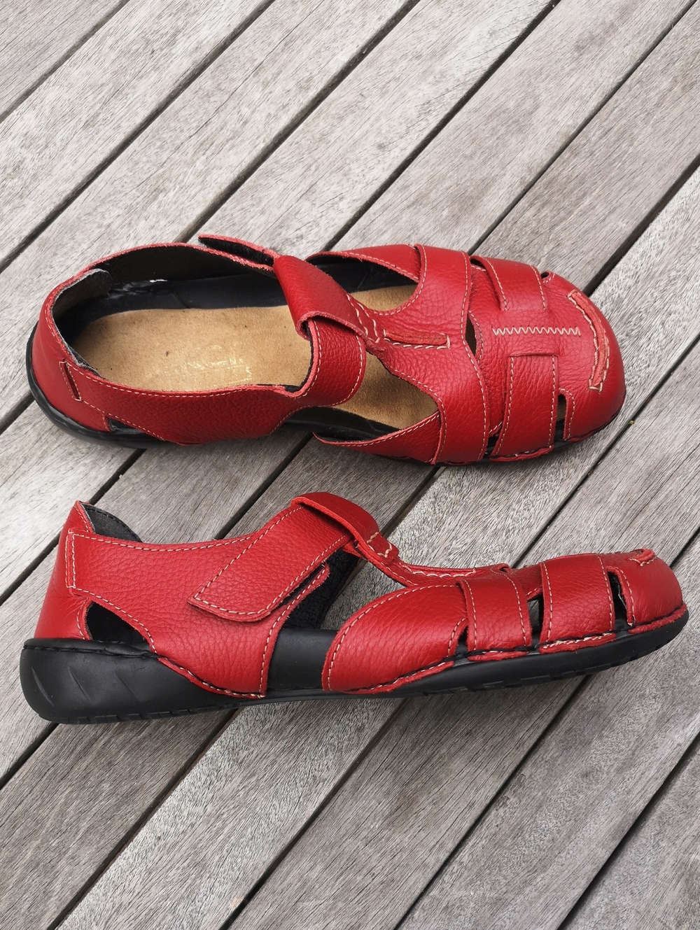 Rieker red leather sandals/flats